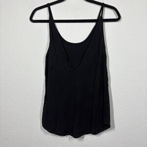 Zara Collection Womens Size Small Deep V Neck Cami Tank Top Black Sleeveless